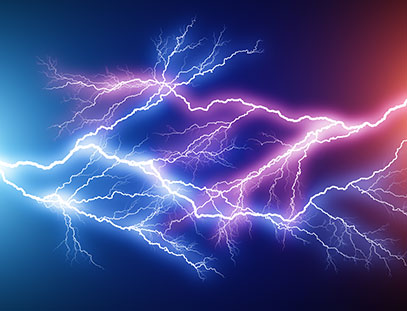 Blue And Red Lightning Arc Electric Discharge