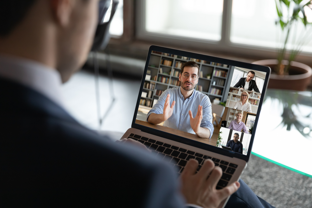 Man attending virtual training course