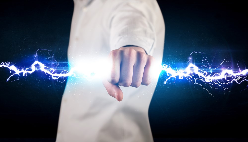 Man holding a lightning bolt